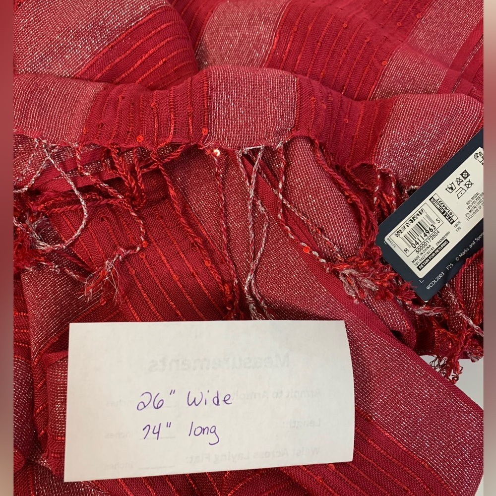 NWT Marks & Spencer lightweight scarf/shawl in a shimmery cranberry color. - Picture 4 of 5